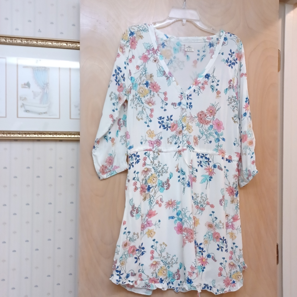 White Floral Boho Dress S P